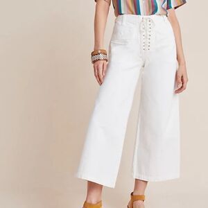 Citizens of Humanity White Nadia Lace-Up High-Rise Wide-Leg Jeans 27